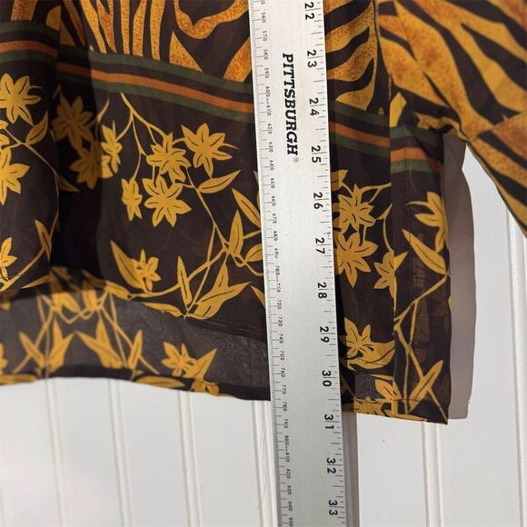 Vintage Gantos Animal Print Blouse Medium Zebra Tiger Floral Button Down 90s - Picture 7 of 8